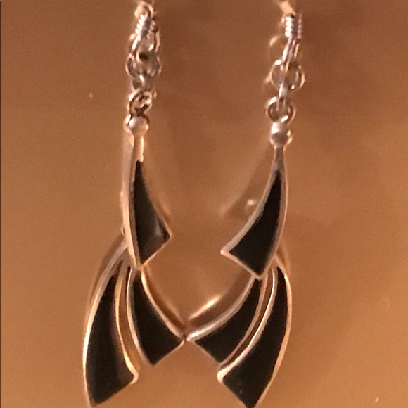 Sterling Silver/Black Burst Earrings w/Gift Bag - Picture 3 of 6